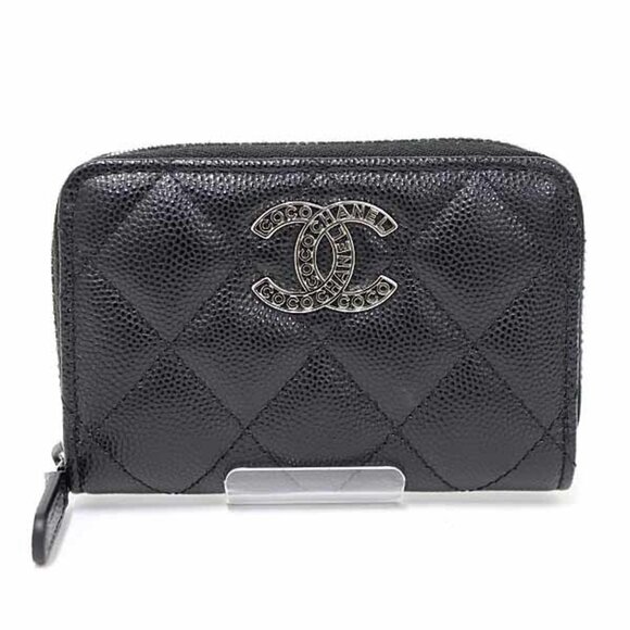 CHANEL Black Caviar Leather Logo Wallet - Picture 1 of 6